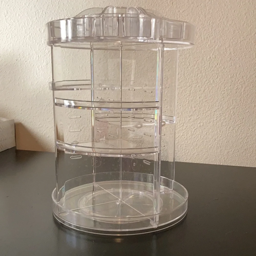 Clear Rotating Beauty Makeup Organizer Storage Space Saver Jewelry Skincare